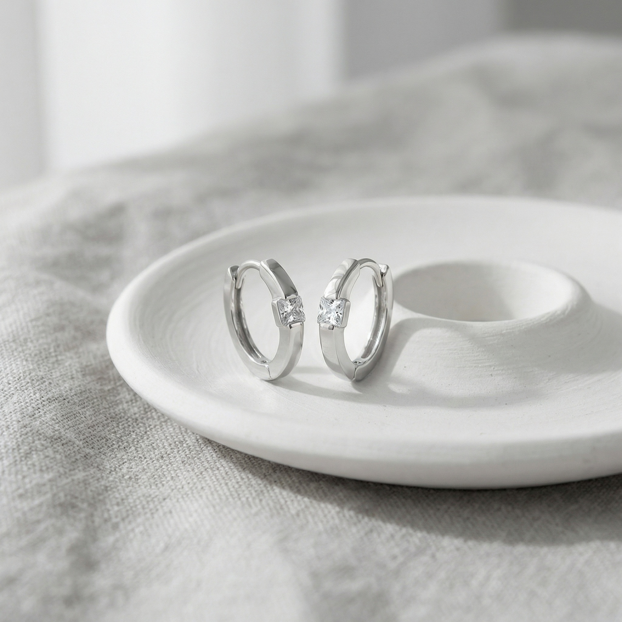 Sterling Silver Huggie Hoop Earrings, picture 2 of 3