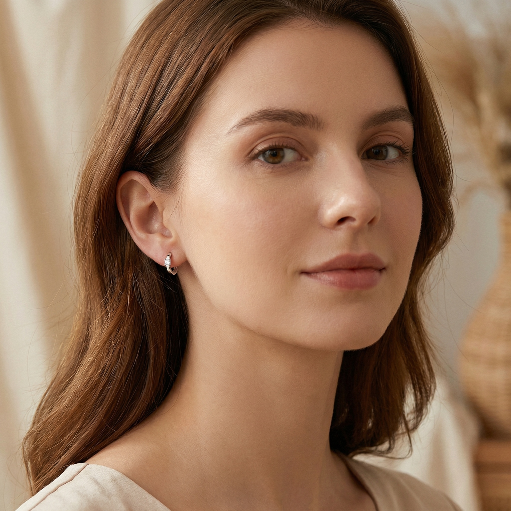 Sterling Silver Huggie Hoop Earrings, picture 3 of 3