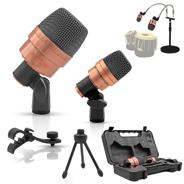5 Core Tabla Mic Indian Instrument Microphone Set For Bayan & Dayan Dholak Uni-Directional Mridangam Mic For Recording Live Stage Temple & Classroom - TABLA MIC 2XP COPPEREX