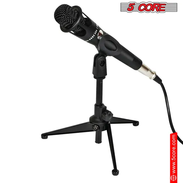 5 Core Desk Mic Stand Height Adjustable Desktop Microphone Stands Metal Tripod Portable Foldable