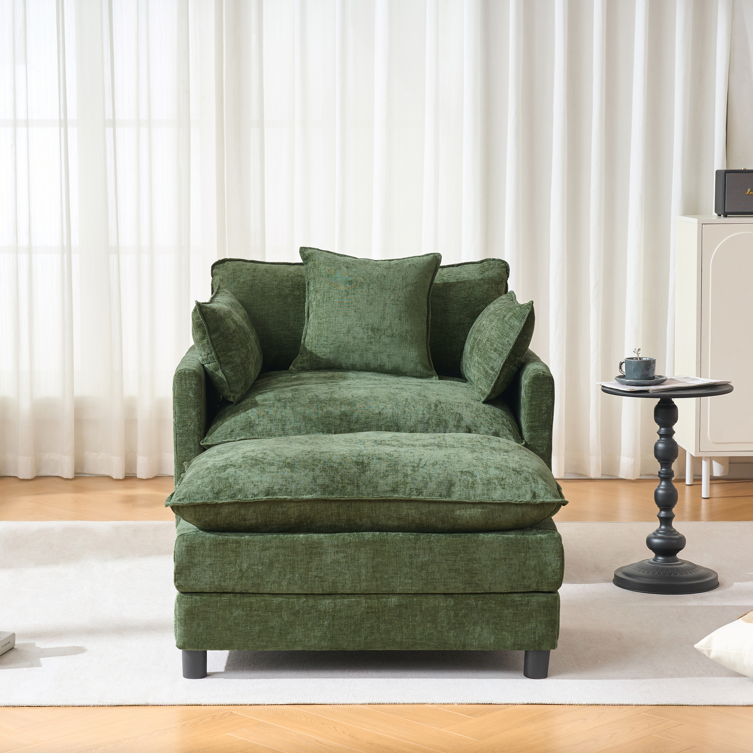 Chenille Accent Chair with Ottoman, picture 2 of 4