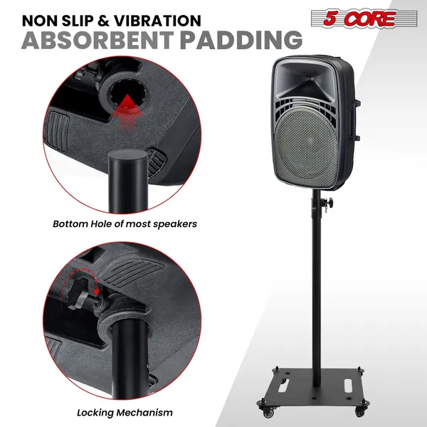 5Core Speaker Stand 2Pc Heavy Duty Adjustable Height 61" DJ PA Stands 35mm Mount 100Lb Capacity