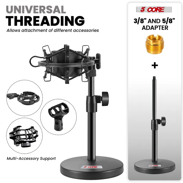 5 Core Mic Stand 3 In 1 Desktop Microphone Stands Adjustable Table Microfono Holder W Phone Clamp - MS RBS BOOM