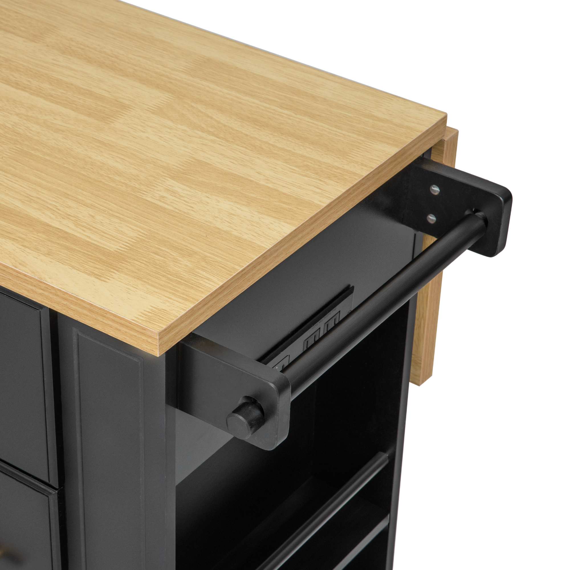 Kitchen Island With Drawers And Waste Bin Rolling Prep Station_voghion.com