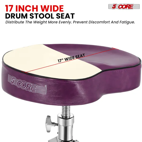 5Core Drum Throne Padded Guitar Stool Saddle Drummer Seat For Adults & Kids- DS CH PURPLE SDL HD