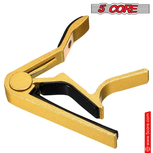 5CORE Capo Acoustic Electric Guitar 6 String Quick And Easy Adjustment Classic Clip - Banjo Mandolin Or Ukulele Capotraste Para Guitarra - CAPO GLD