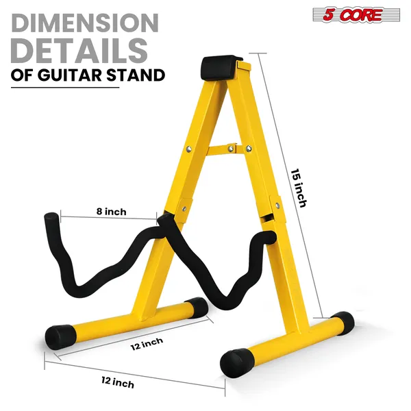 5 Core Guitar Stand 2PC A Frame W Soft Foam Arm Non Slip Rubber For Acoustic Electric Bass
