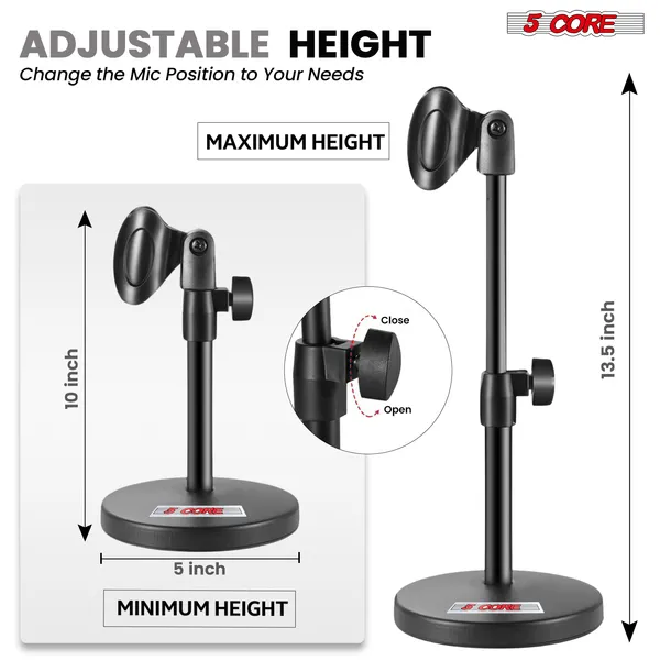 5 Core Mic Stand 3 In 1 Desktop Microphone Stands Adjustable Table Microfono Holder W Phone Clamp - MS RBS BOOM