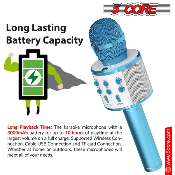 5 Core Microphone Wireless Karaoke Mic With Speaker 3 In 1 Portable Bluetooth Microfono Inalambrico