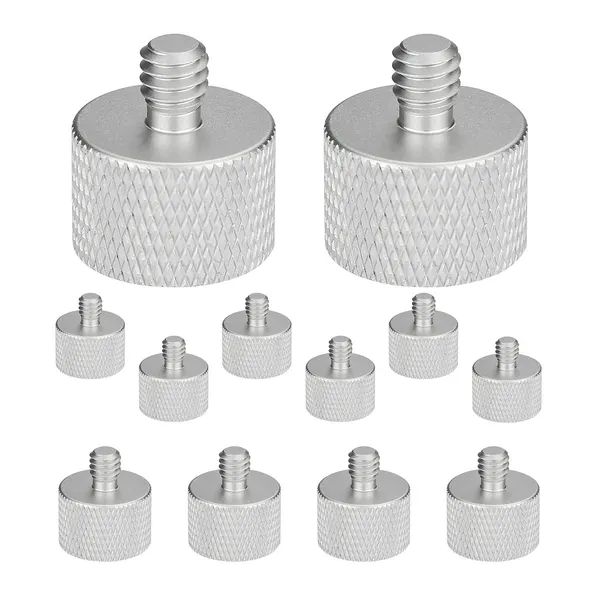 5 Core Mic Stand Adapter 12 Pieces 3/8 Male To 5/8 Female Screw Thread Conversion Connector For Microphone Stands Boom Arms Camera Tripod - MS ADP M SLV 38M-58F 12PCS