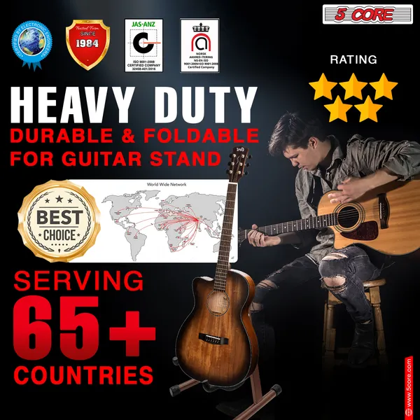 5 Core Guitar Stand 2PC A Frame W Soft Foam Arm Non Slip Rubber For Acoustic Electric Bass