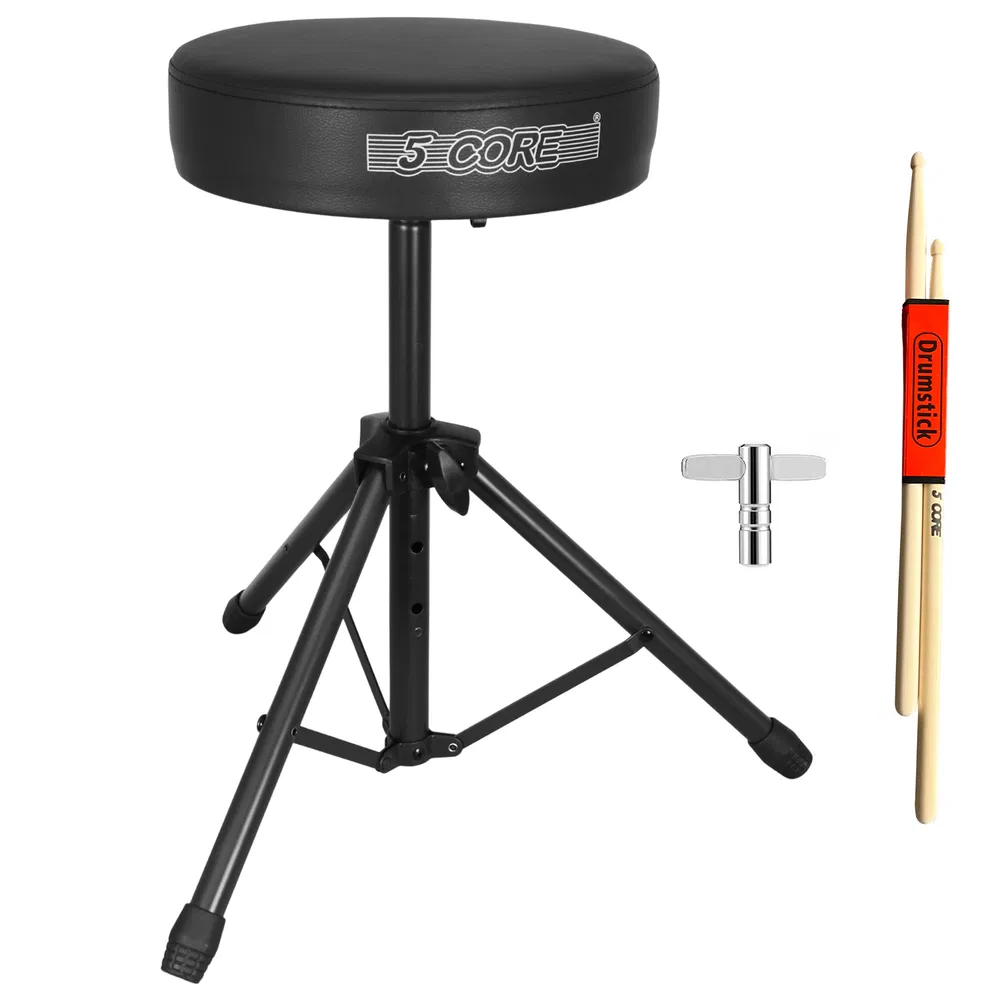 5 Core Drum Throne 3″ Thick Padded Memory Foam Comfortable Drummer Stool 330Lb C
