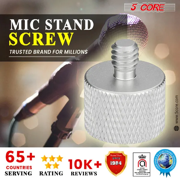 5 Core Mic Stand Adapter 12 Pieces 3/8 Male To 5/8 Female Screw Thread Conversion Connector For Microphone Stands Boom Arms Camera Tripod - MS ADP M SLV 38M-58F 12PCS
