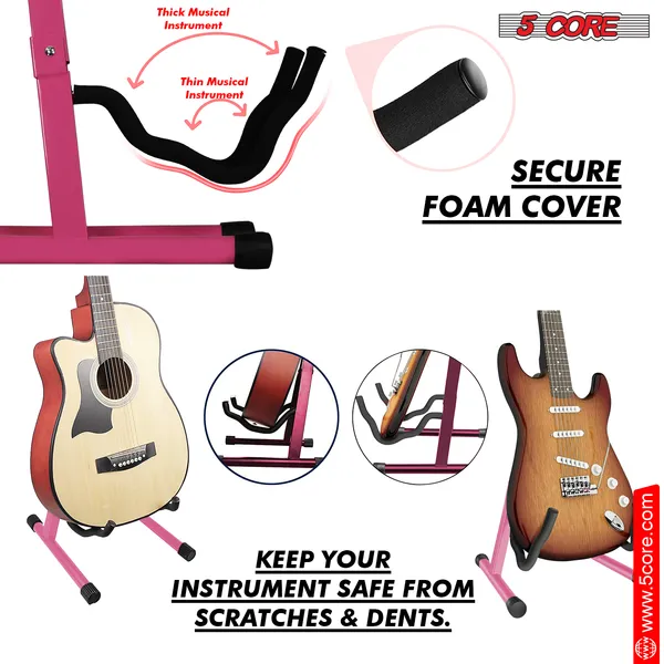 5 Core Guitar Stand A Shape Foam Arm Rubber Pad For Acoustic Electric Bass