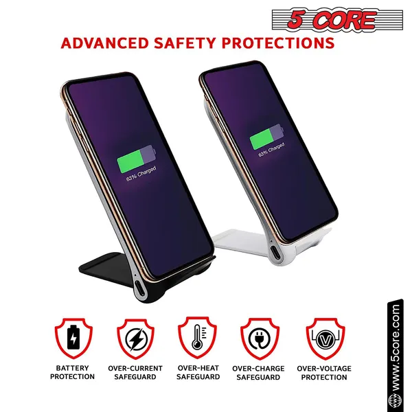 5 Core Wireless Charger 10W Max Fast Wireless Charging Pad Glass Top Pair Boostcharge Slim USB-C