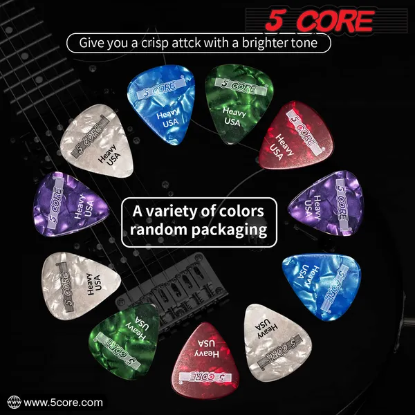 5Core Guitar Picks 12Pcs 0.96mm Celluloid Heavy Gauge Pick For Acoustic Electric Bass Guitar Natural Feel Warm Tone Puas Para Guitarra - G PICK H R 12PK