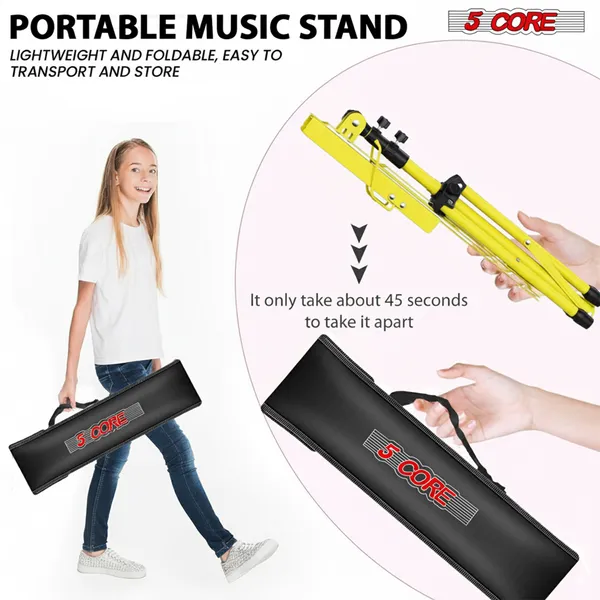 5 Core Music Stand Adjustable 57" Desktop Book Stands Sheet Holder All Metal Portable Bookstand