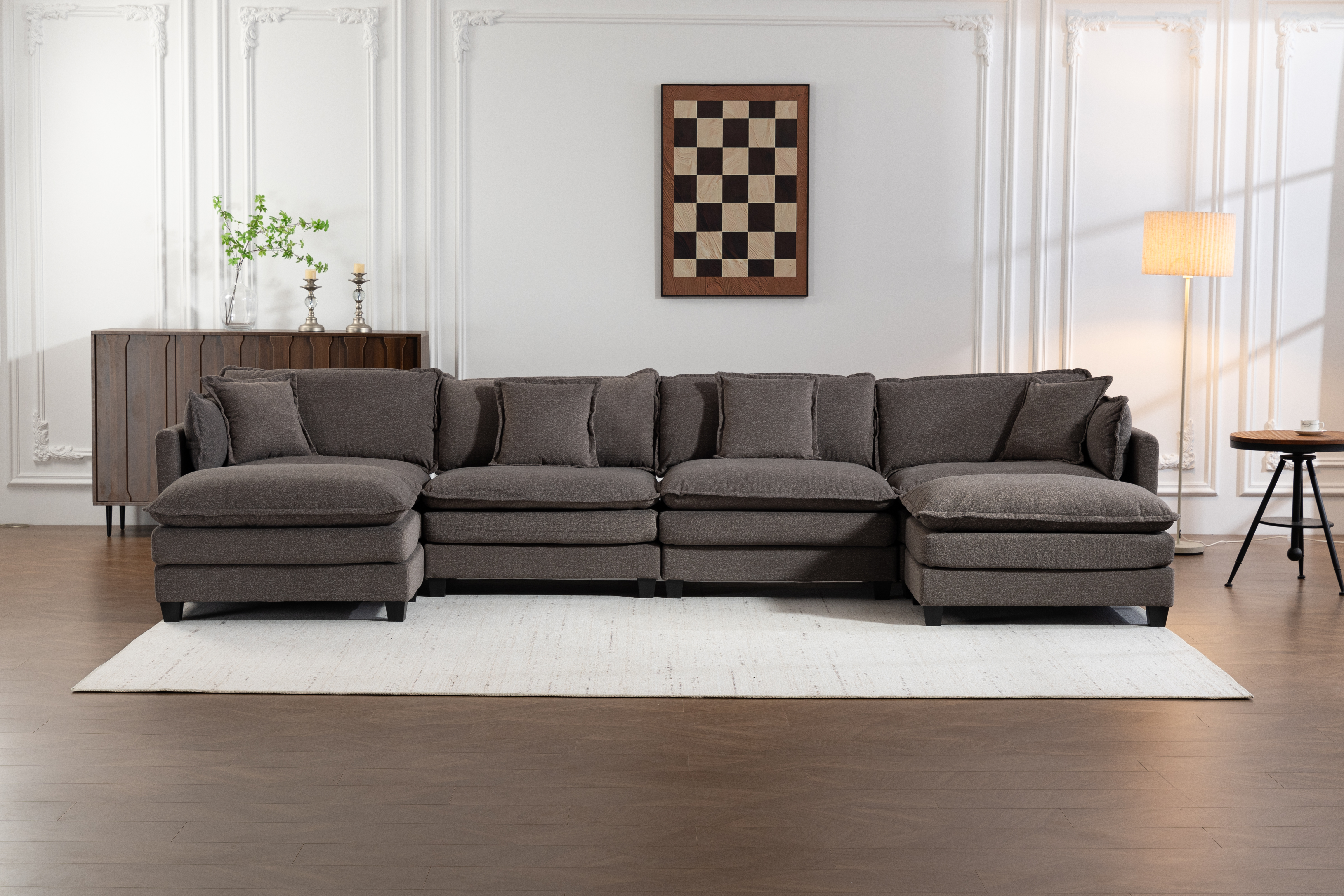 Modern 4seats with 2ottoman 149.61 Sectional Sofa with Waist — photo 2