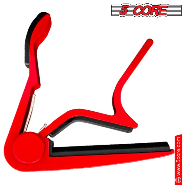 5CORE Capo Acoustic Electric Guitar 6 String Quick And Easy Adjustment Classic Clip - Banjo Mandolin Or Ukulele Capotraste Para Guitarra - CAPO RED