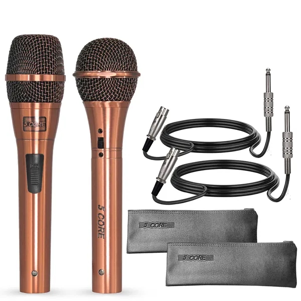 5Core Couple Karaoke Microphone Pair Handheld Dynamic XLR Mic For Him & Her Clear Sound Stylish Look