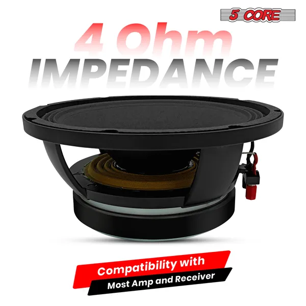 5CORE 10 Inch Subwoofer Speaker 600W 4 Ohm Full Range Replacement DJ Bass Sub Woofer Loudspeaker 3" Voice Coil 96 Oz Magnet Aluminum Frame