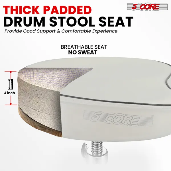 5 Core Drum Throne 4" Padded Guitar Stool Drummer Chair Adjustable Seat