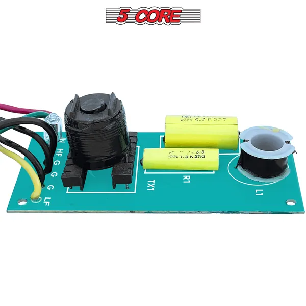 5 Core Professional 2 Way Passive Crossover Network High Power & Low Resistance Air Core Coils Premium Quality Metalised Polyester Capacitor PTC For HF Protection- NW 04