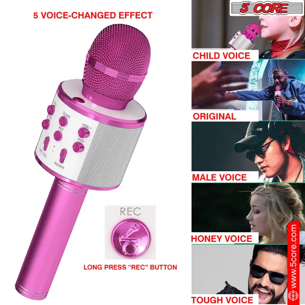 5 Core Microphone Wireless Karaoke Mic With Speaker 3 In 1 Portable Bluetooth Microfono Inalambrico