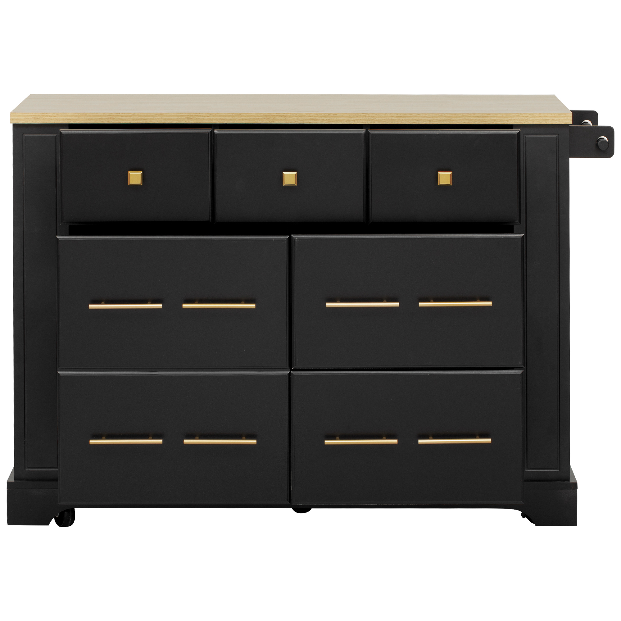 Kitchen Island With Drawers And Waste Bin Rolling Prep Station_voghion.com