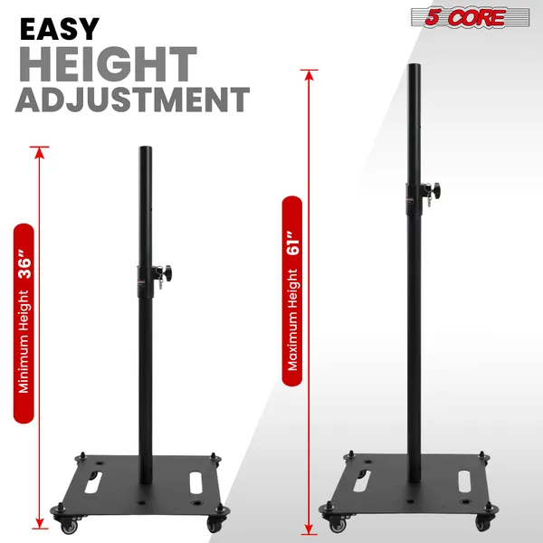 5Core Speaker Stand 2Pc Heavy Duty Adjustable Height 61" DJ PA Stands 35mm Mount 100Lb Capacity