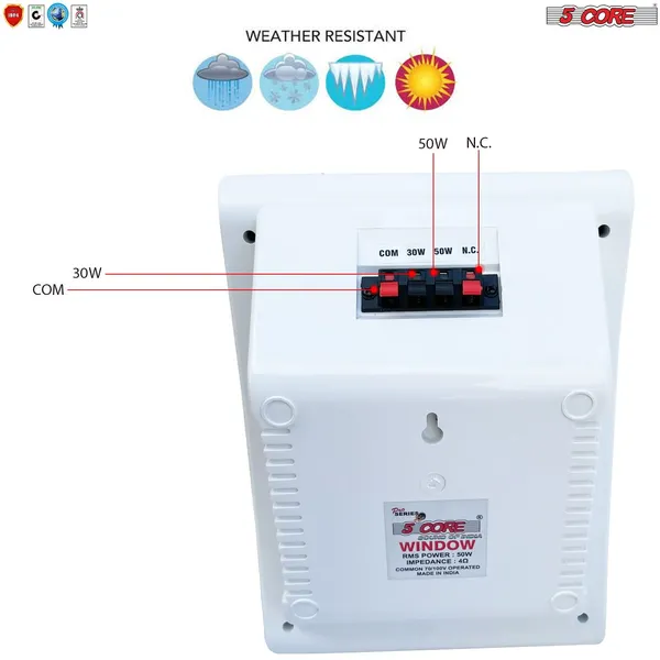 5 CORE Outdoor Speakers Stereo In Wall Speaker 500W Peak Passive Mount Wired Waterproof Patio House Garage Indoor Exterior Audio System Bocinas Para Casa - Window