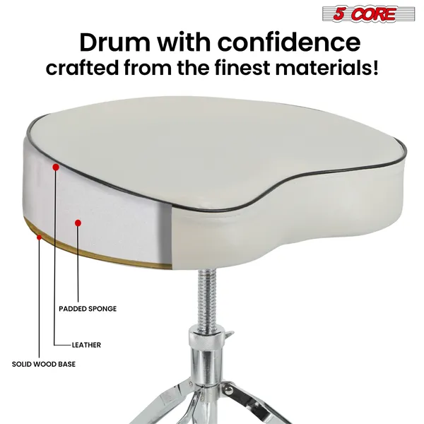 5 Core Drum Throne 4" Padded Guitar Stool Drummer Chair Adjustable Seat