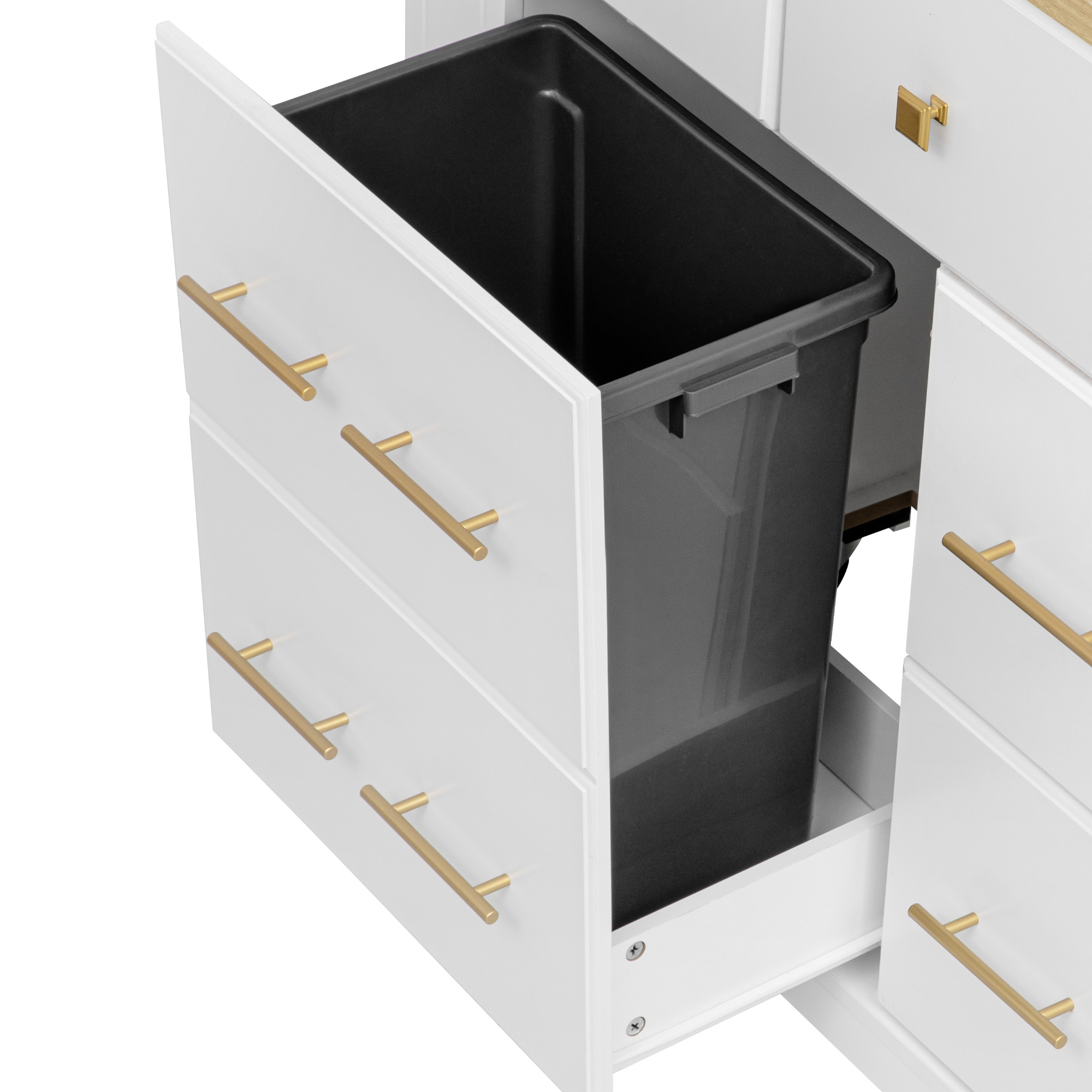 Kitchen Island With 6 Drawers And Drop Leaf And Power Outlet White_voghion.com