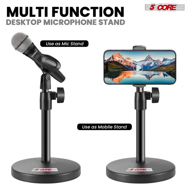 5 Core Mic Stand 3 In 1 Desktop Microphone Stands Adjustable Table Microfono Holder W Phone Clamp - MS RBS BOOM