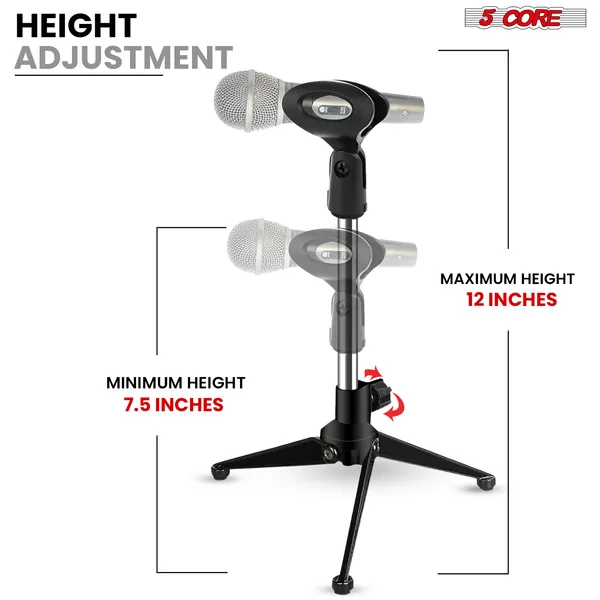 5Core Desktop Mic Stand Tripod Universal Desk Microphone Holder Table Top Stands