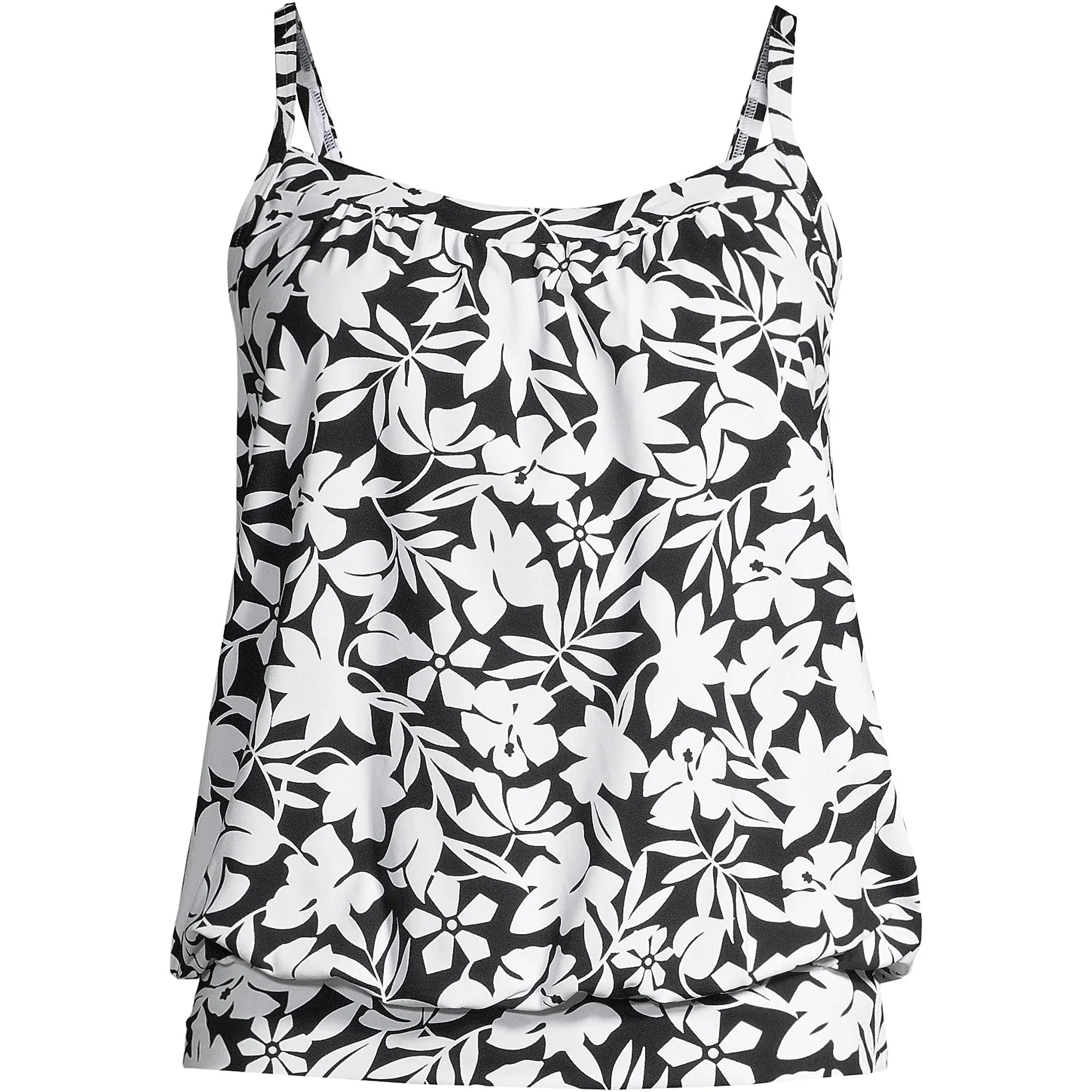 New Black And White Printed Women's Split Type Tankini Set With Conservative Style, Covering The Belly And Showing… - 3