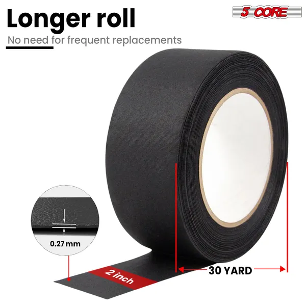 5 Core Gaffers Tape 2 Inch 30 Yards Professional Pro Gaff Tape Non Reflective Water Resistant