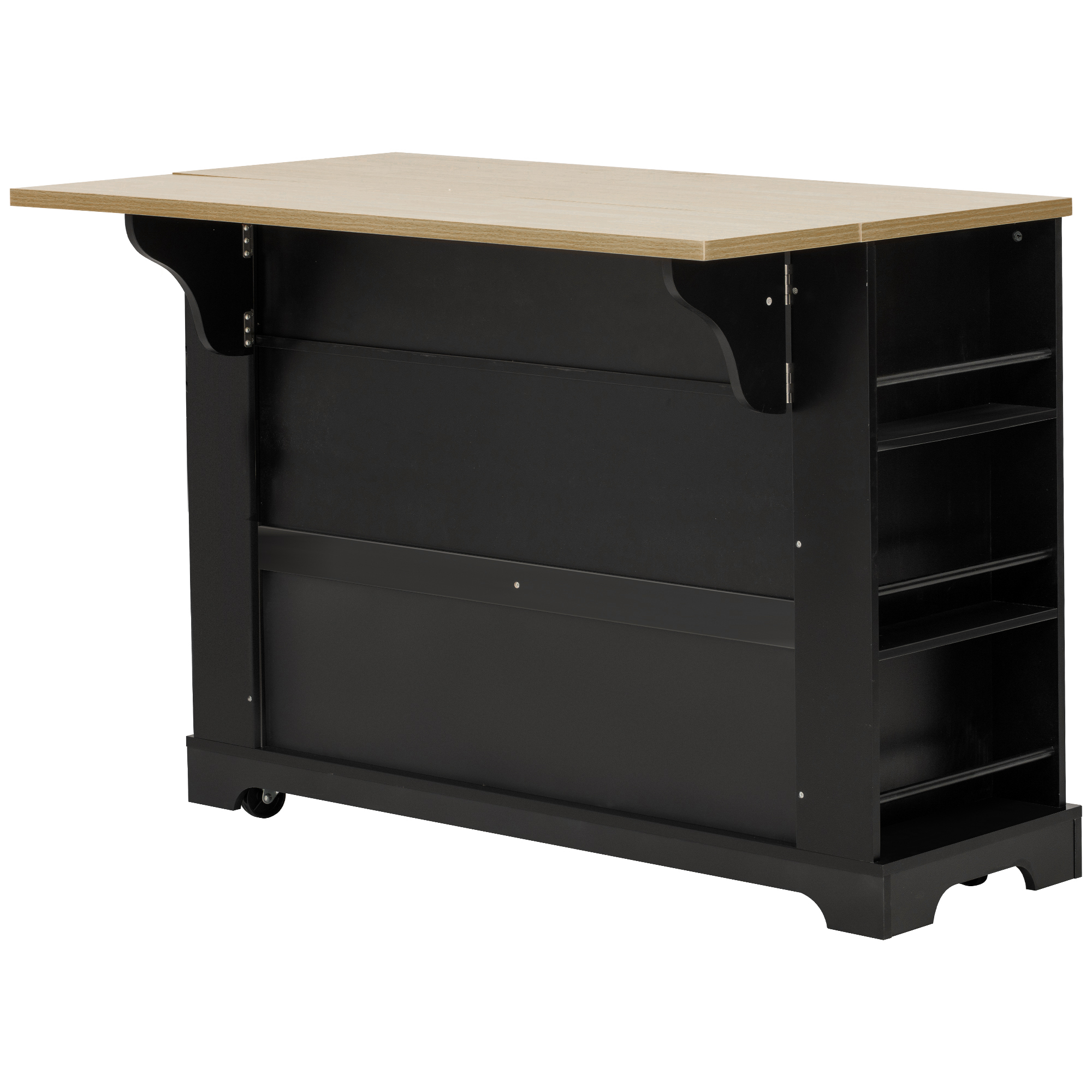 Kitchen Island With Drawers And Waste Bin Rolling Prep Station_voghion.com