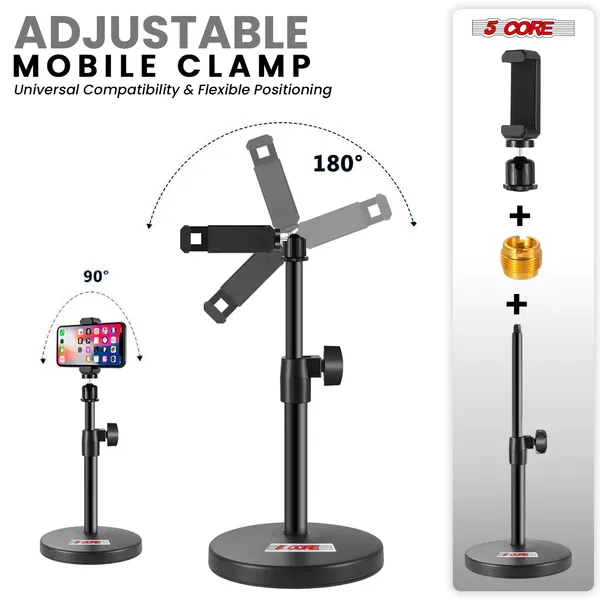 5 Core Mic Stand 3 In 1 Desktop Microphone Stands Adjustable Table Microfono Holder W Phone Clamp - MS RBS BOOM
