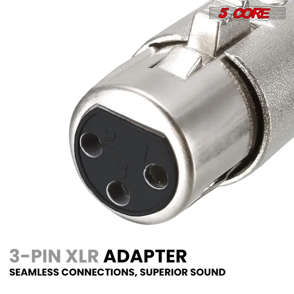 5Core XLR Connector Male Female To 1/4 Audio Jack 3 Pin Secure Mic Plug W Locking Ends
