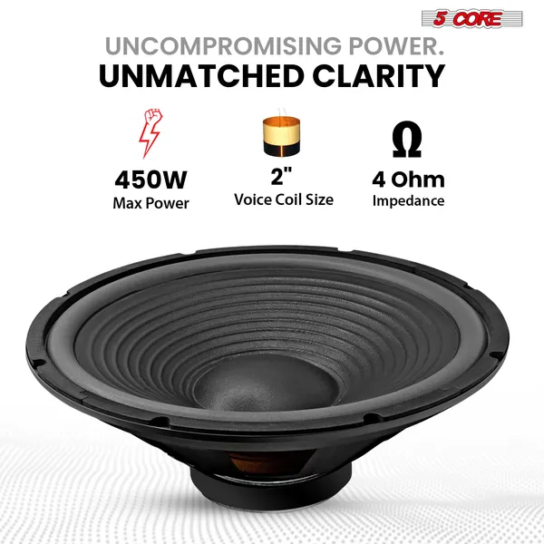 5 Core 15 Inch Guitar Speaker Replacement 450W 4 Ohm Low Distortion For Electric Guitar Amp Cabinet