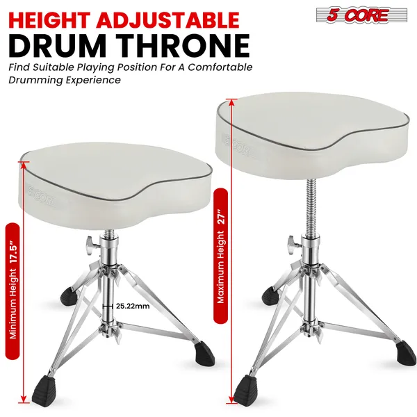 5 Core Drum Throne 4" Padded Guitar Stool Drummer Chair Adjustable Seat
