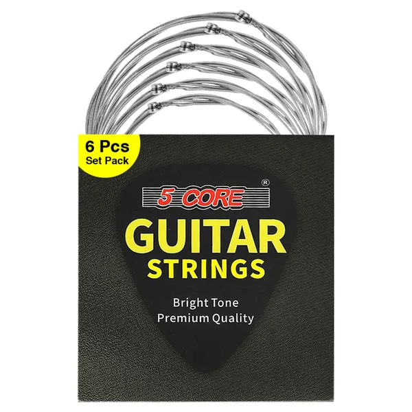 5 Core Electric Guitar Strings Brass Phosphor Bronze Extra Light Gauge (.009–.042) High Carbon Steel Core Bright & Powerful Tone 6 String Set For All Electric Guitars - GS EL