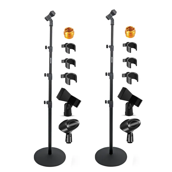5 Core Mic Stand Floor Height Adjustable Universal Heavy Duty Microphone Stands 2Pcs Round Base Soporte De Micrófono For Studio Singing Church On Stage - MS RBL 3T 2PCS