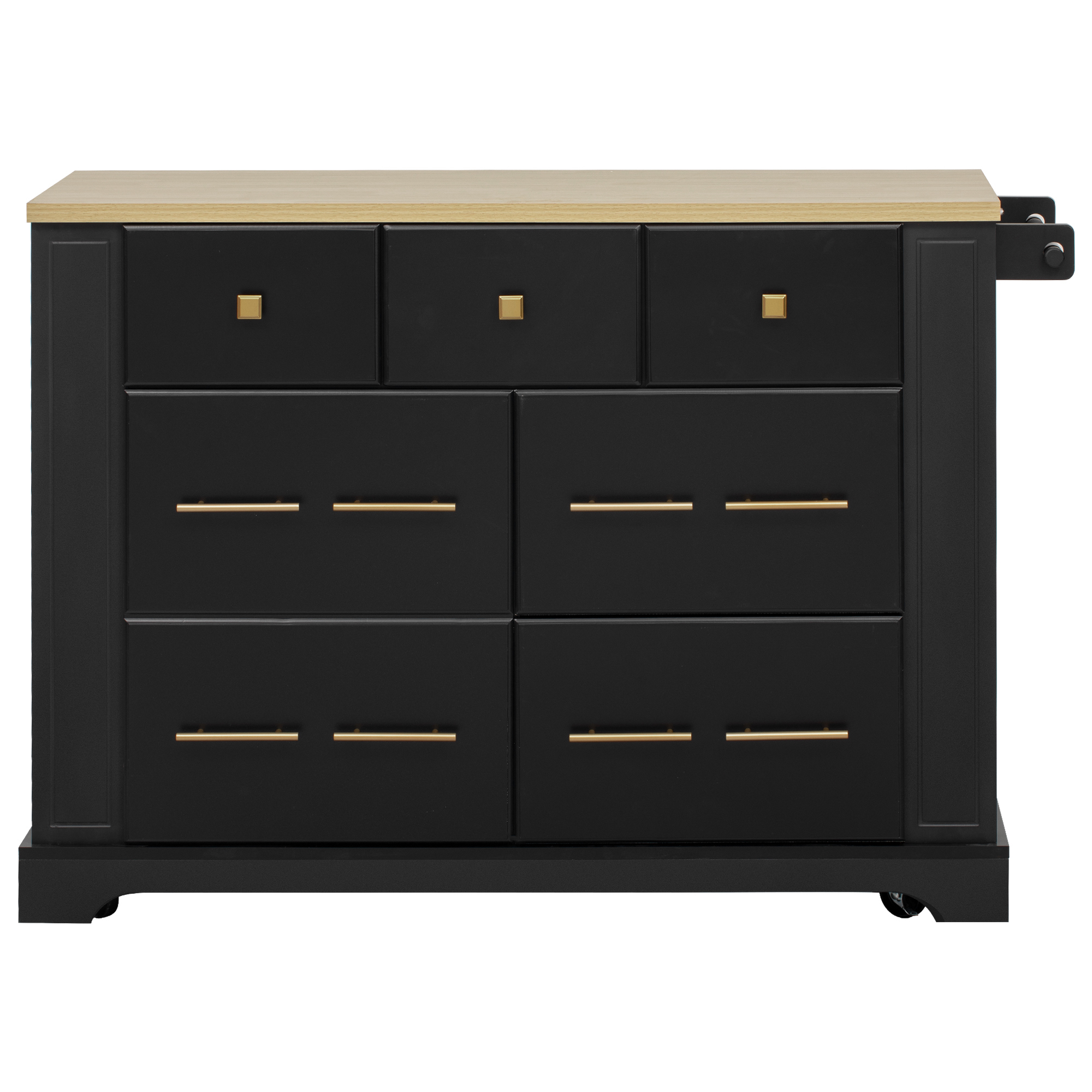 Kitchen Island With Drawers And Waste Bin Rolling Prep Station_voghion.com