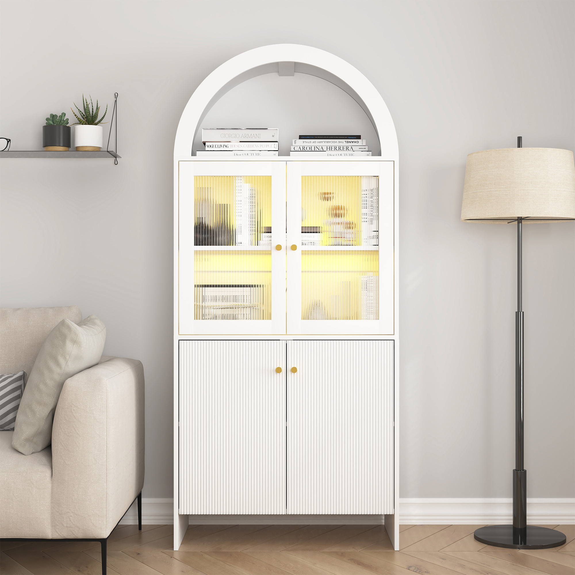 Modern Tech Inspired MDF Dome Cabinet   A Smart Combination Of Snack Storage And LED Lighting.