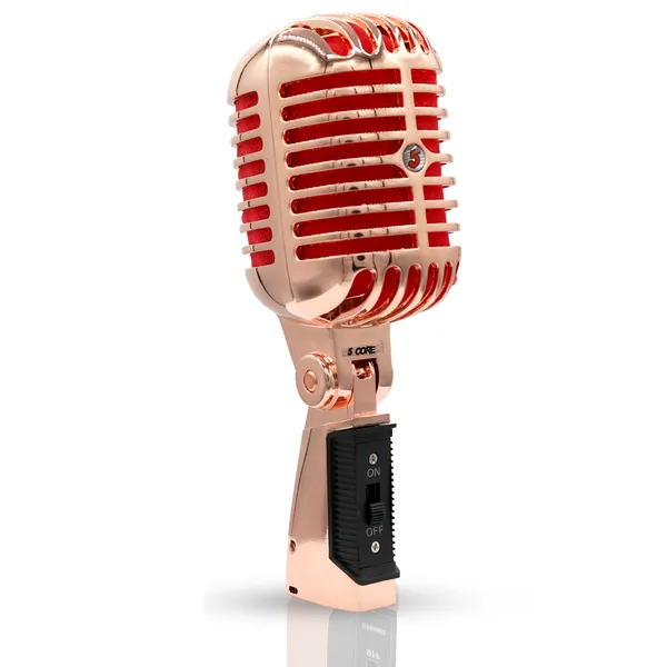 5 Core Classic Retro Microphone Dynamic (ALL METAL BODY) - Old Vintage Style Unidirectional Cardioid Mic W/ XLR Input Universal Stand Compatible | Live Performance |Singing In Studio |Recording Gold