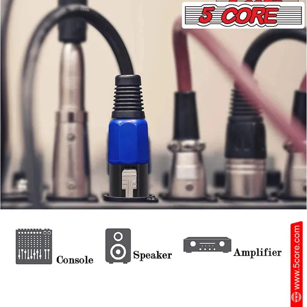 5 Core 4 Pole Speakon Connector 6 Pieces With Twist Lock Audio Jack Male Plug ?Loud Speaker To Amplifier Plug - 4 Conductor Speak-On Cable Adapter Replacement - SPKN BLU 6PCS