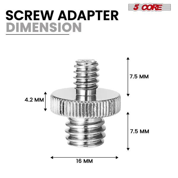 5 Core 3/8 To 1/4 Adapter 5Pcs Camera Mount Durable Tripod Screw Adapter For DSLR Monopod Microphone & Lighting 1/4 To 3/8 Screws Set - 1/4M-3/8M Camera Screw 5Pcs