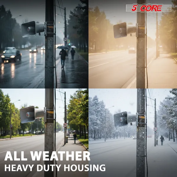 5 Core PA Horn 200W Loud Speaker 10 Inch Bull Horn Loud Audio 8Ohm All Weather Indoor Outdoor Use